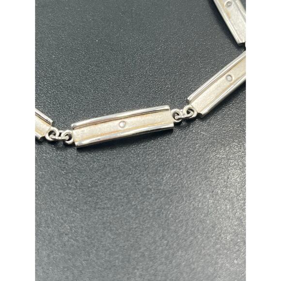 HD/N Signed Vintage 925 Sterling Silver Panel Link Diamond
Accent Bracelet - Picture 8 of 9